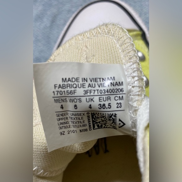 Converse Sneakers Men’s 4 Women’s 5 All Star Canvas Low Top Oxford Yellow - Picture 5 of 9